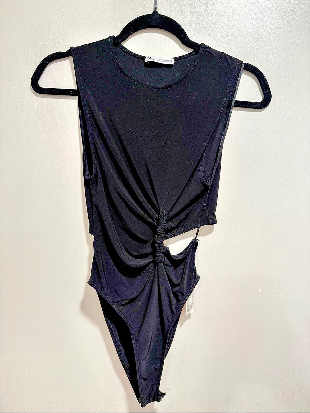 Zara Black Ruched Bodysuit